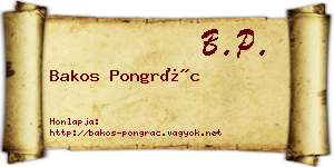Bakos Pongrác névjegykártya